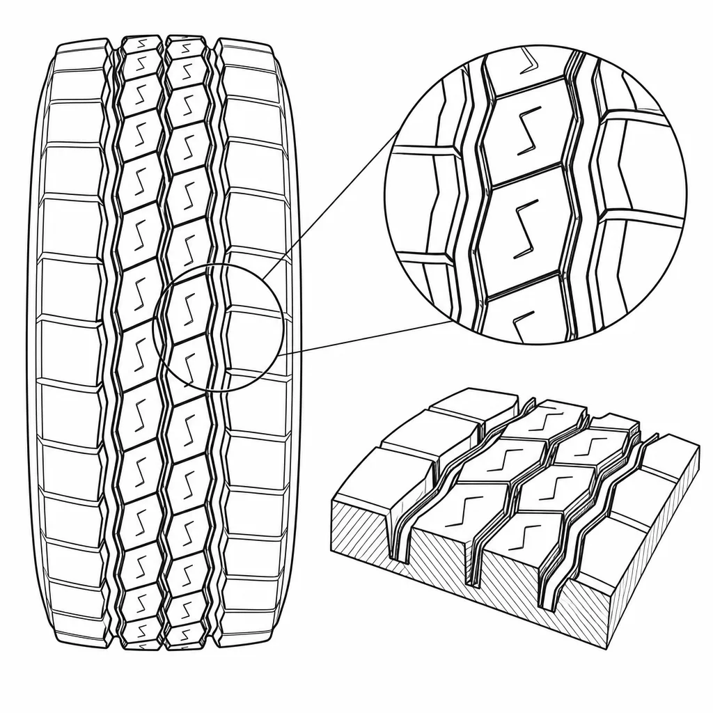 Schéma illustratif : Pavés intermédiaires allongés avec encoches transversales