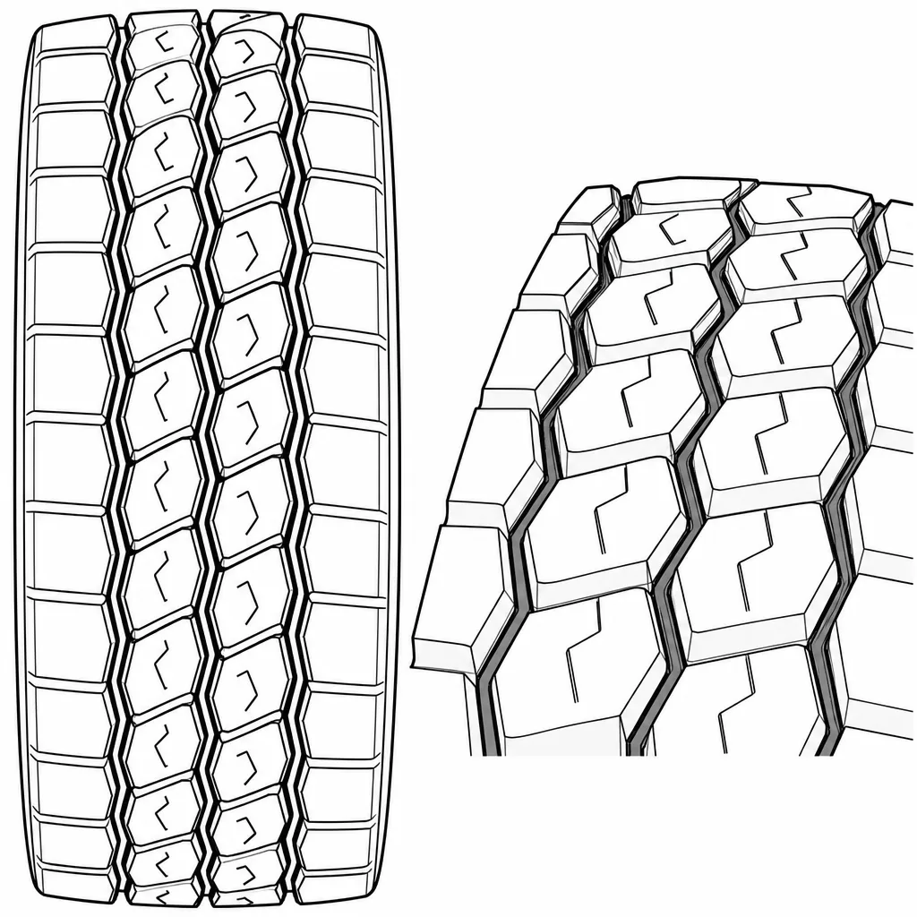 Schéma illustratif : File centrale de pavés polygonaux rapprochés