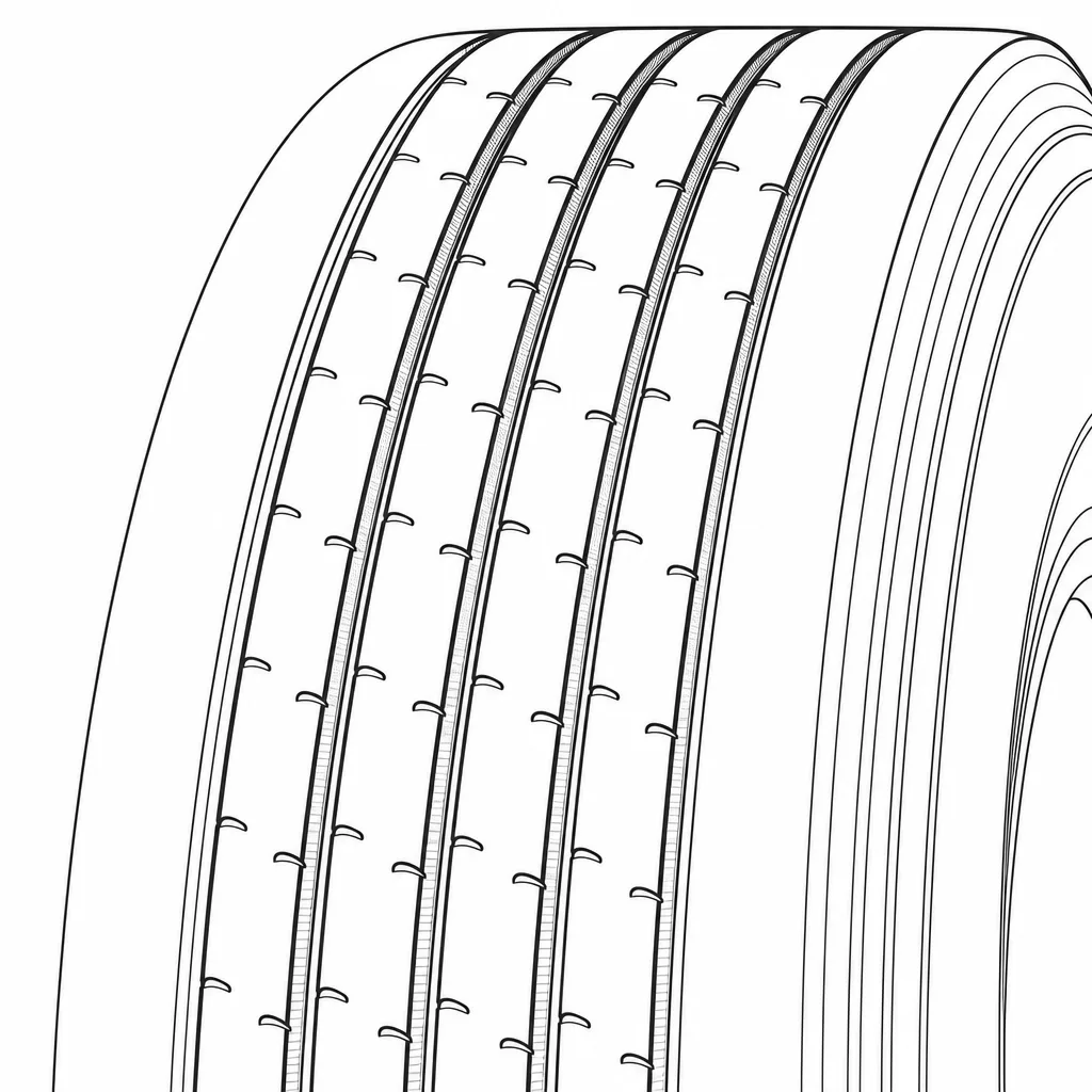 Schéma illustratif : Nervures centrales continues séparées en plusieurs bandes relativement étroites