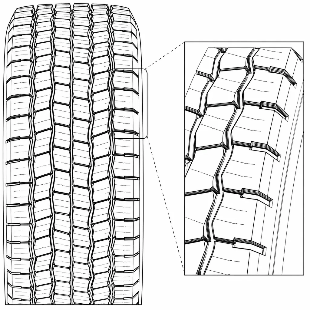 Schéma illustratif : Épaules à blocs serrés avec encoches latérales débouchantes