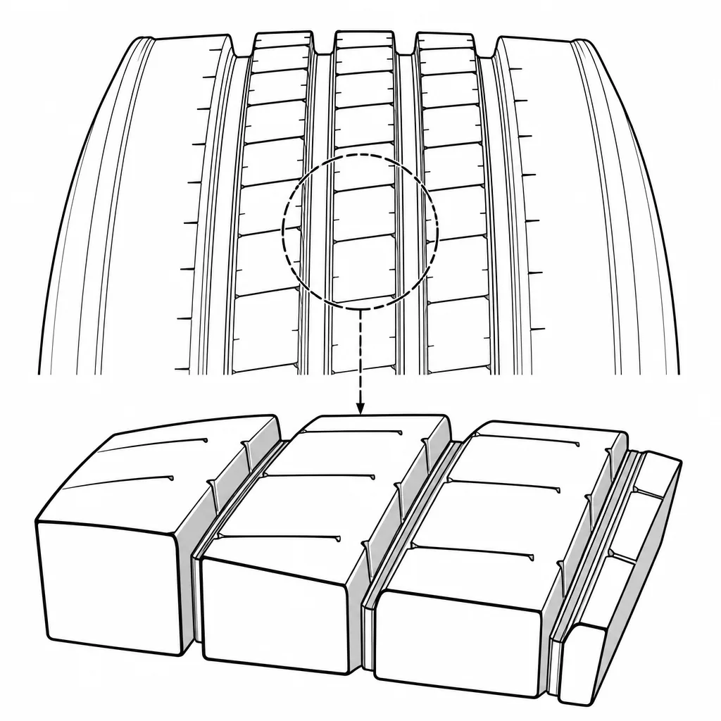 Schéma illustratif : Faible densité de lamelles dans les petits blocs rectangulaires centraux
