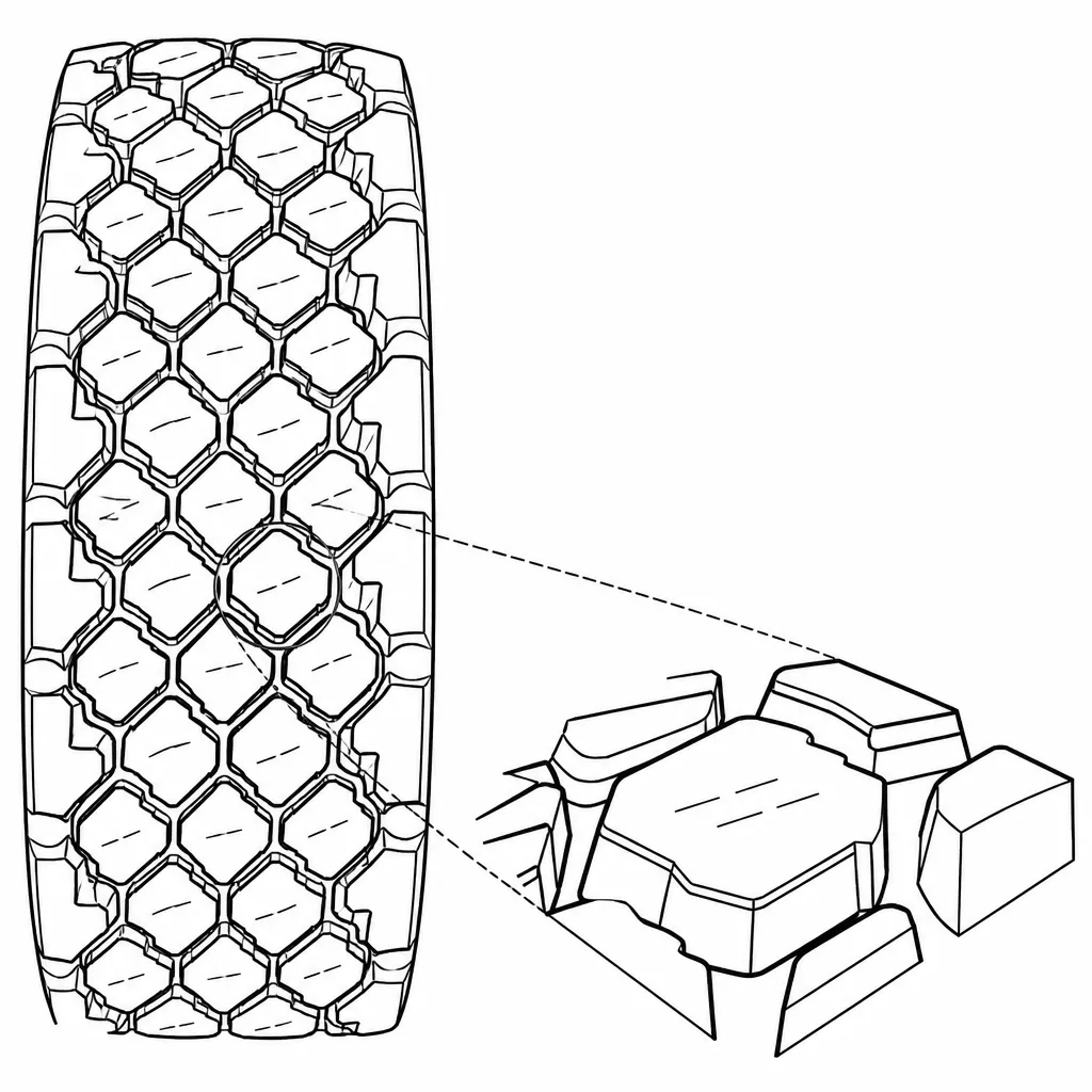Schéma illustratif : Grands pavés polygonaux à faible densité d’incisions