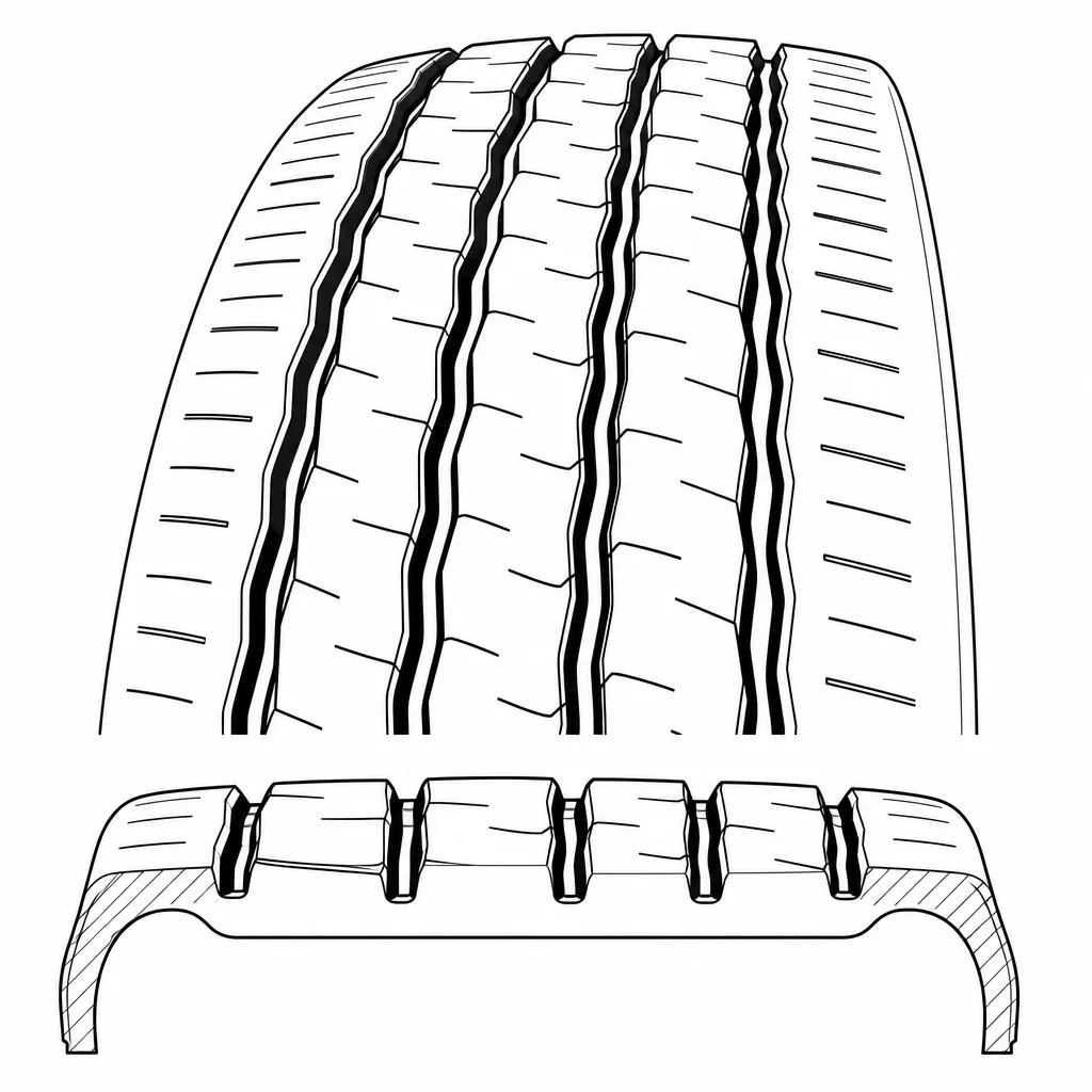 Schéma illustratif : Proportion élevée de gomme entre les quatre rainures principales