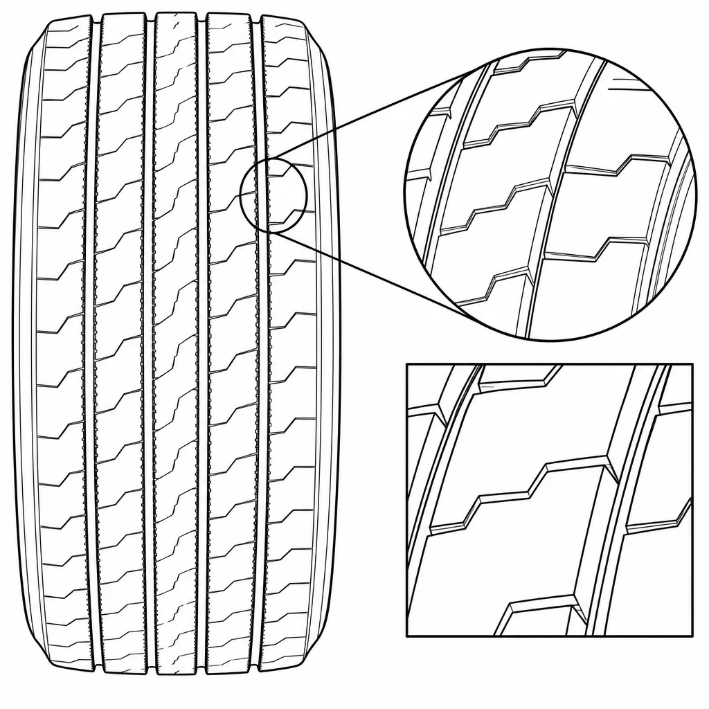 Schéma illustratif : Entailles transversales en zigzag de densité moyenne