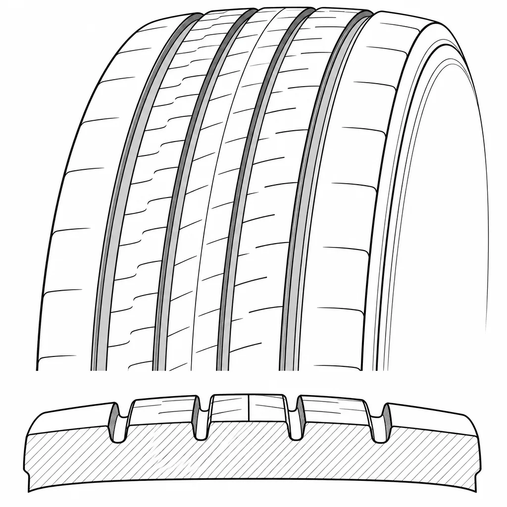 Schéma illustratif : Rapport plein-vide élevé et zones latérales riches en gomme