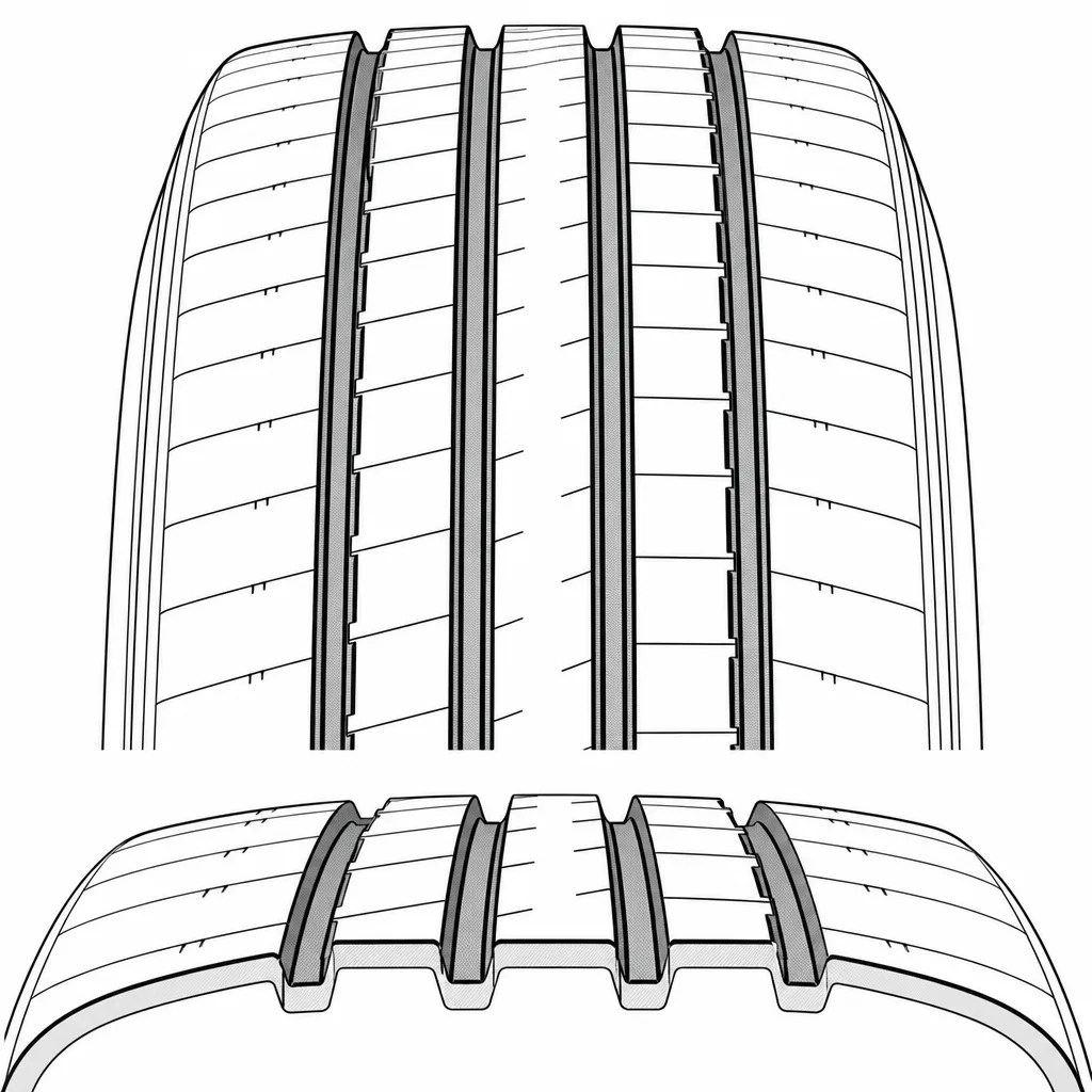 Schéma illustratif : Répartition en cinq bandes porteuses par quatre rainures
