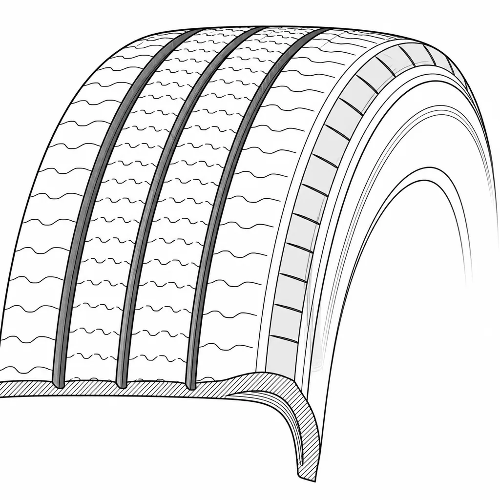 Schéma illustratif : Épaules arrondies constituées de bandes fermées finement incisées