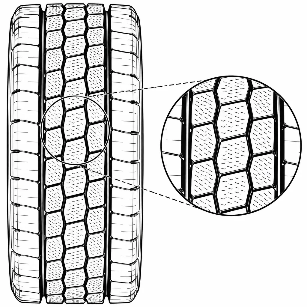 Schéma illustratif : Zone centrale composée de pavés sans nervure pleine
