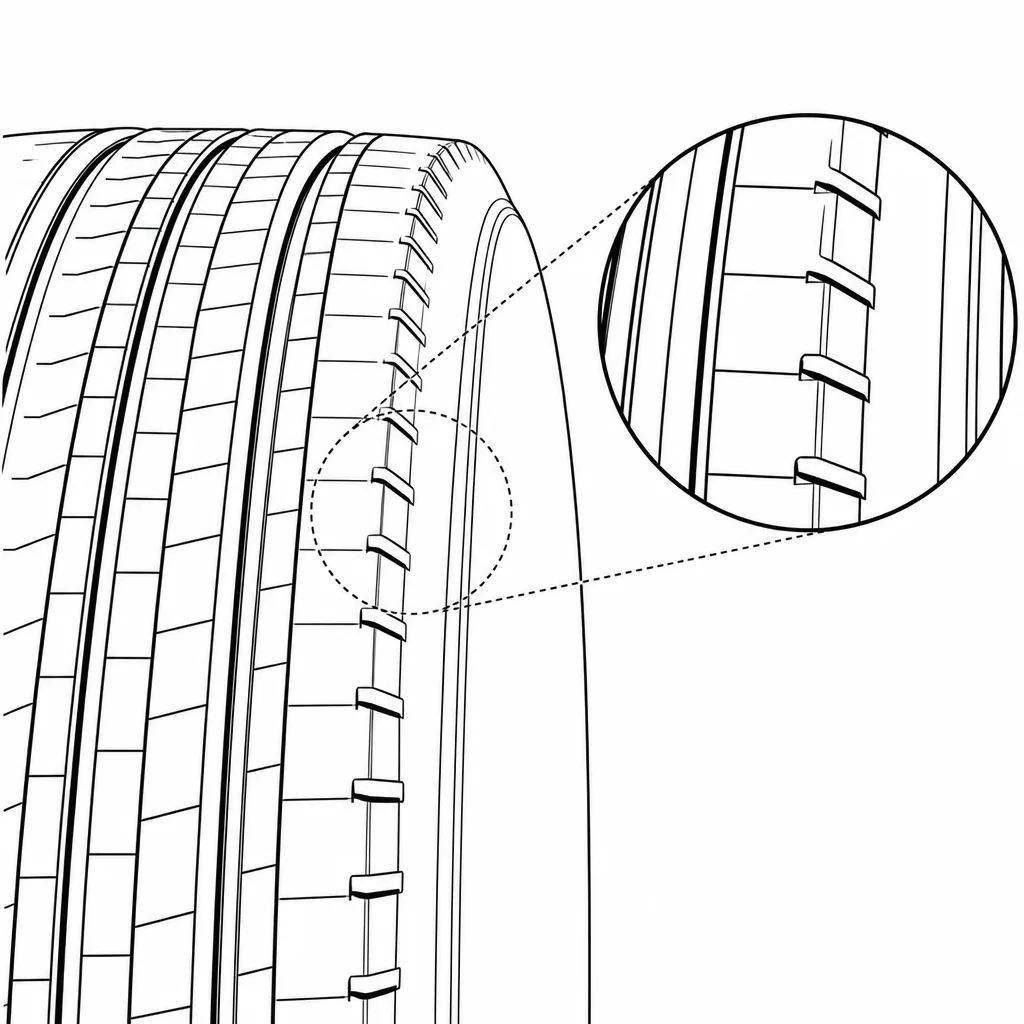 Schéma illustratif : Fines encoches transversales répétées aux épaules
