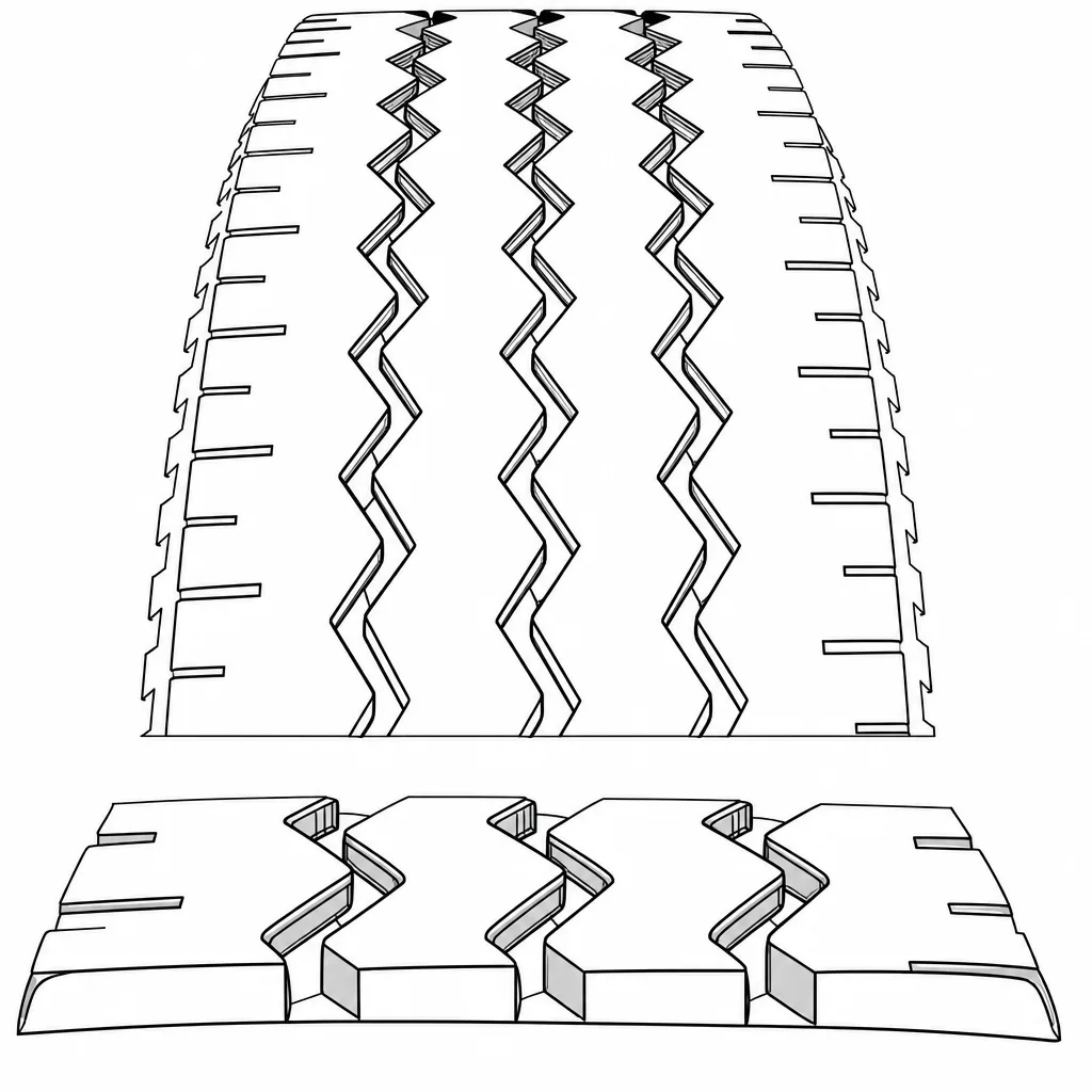 Schéma illustratif : Rangées centrales de pavés étroits orientés alternativement en zigzag