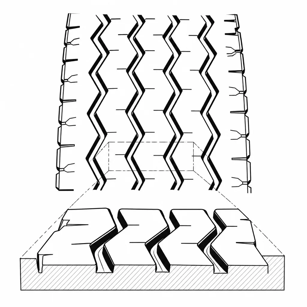 Schéma illustratif : Rainures longitudinales sinueuses