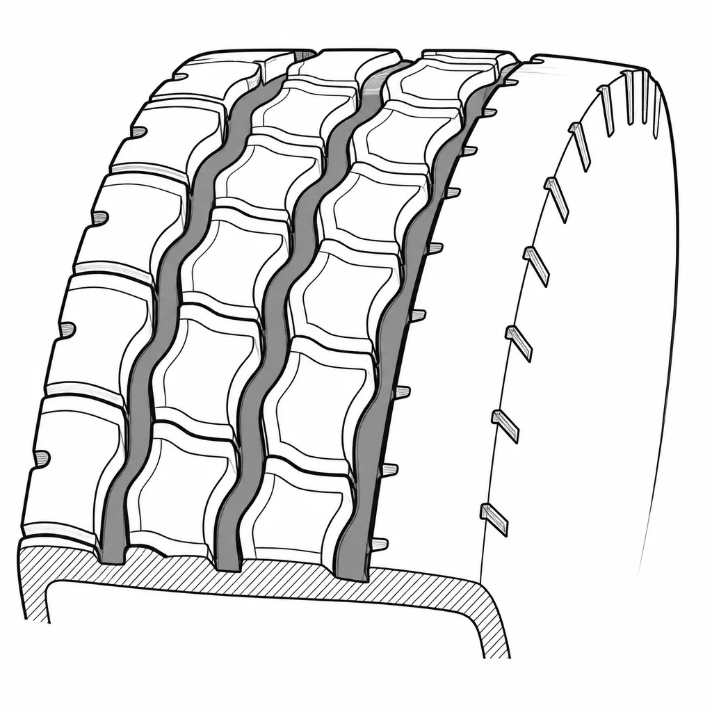 Schéma illustratif : Épaules longitudinales semi-continues à petites encoches