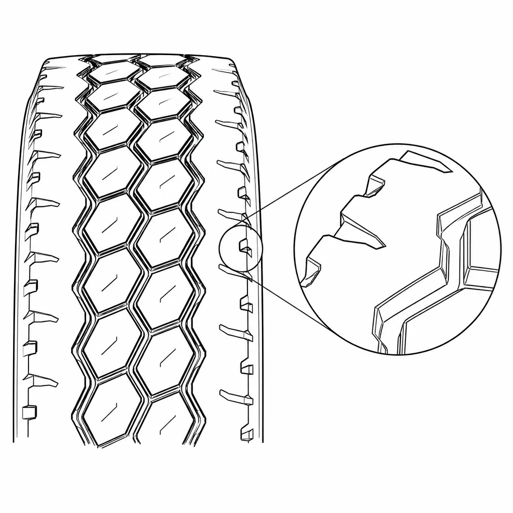Schéma illustratif : Blocs d’épaule crénelés avec encoches latérales ouvertes