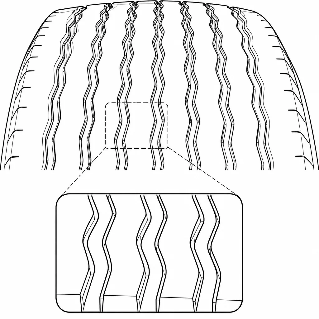 Schéma illustratif : Multiplication de nervures étroites entre environ six rainures