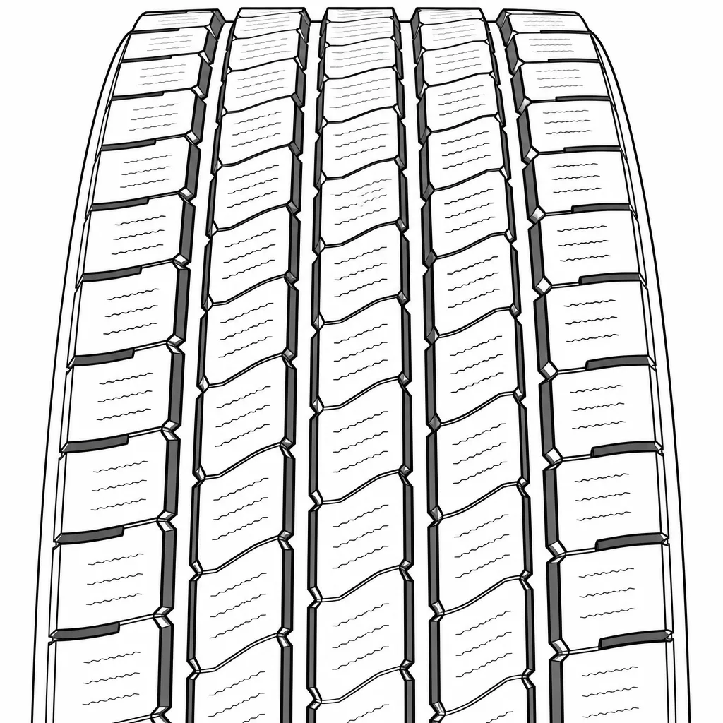 profil routier symétrique à cinq rainures, pavés longitudinaux moyennement lamellisés