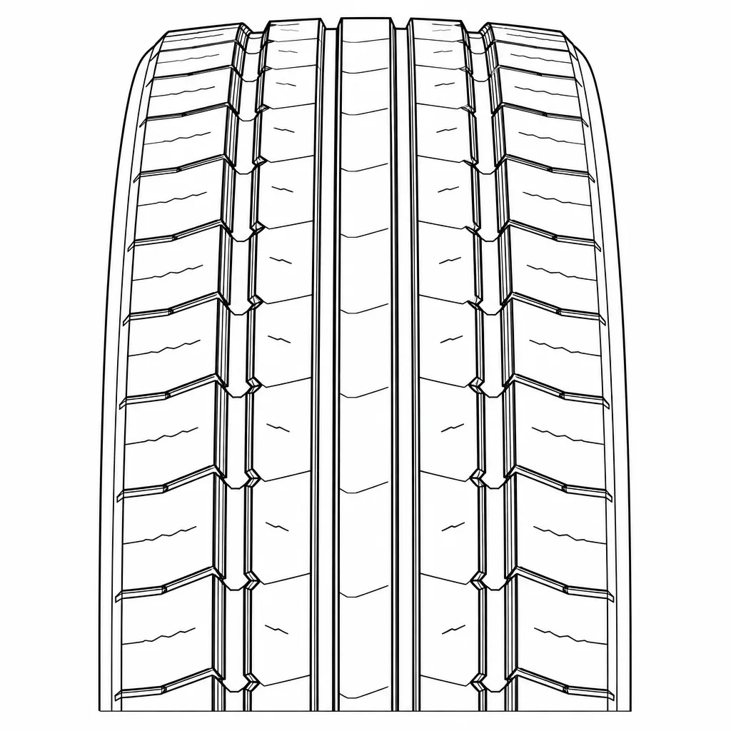 profil routier symétrique à quatre rainures, nervures centrales continues et épaules segmentées