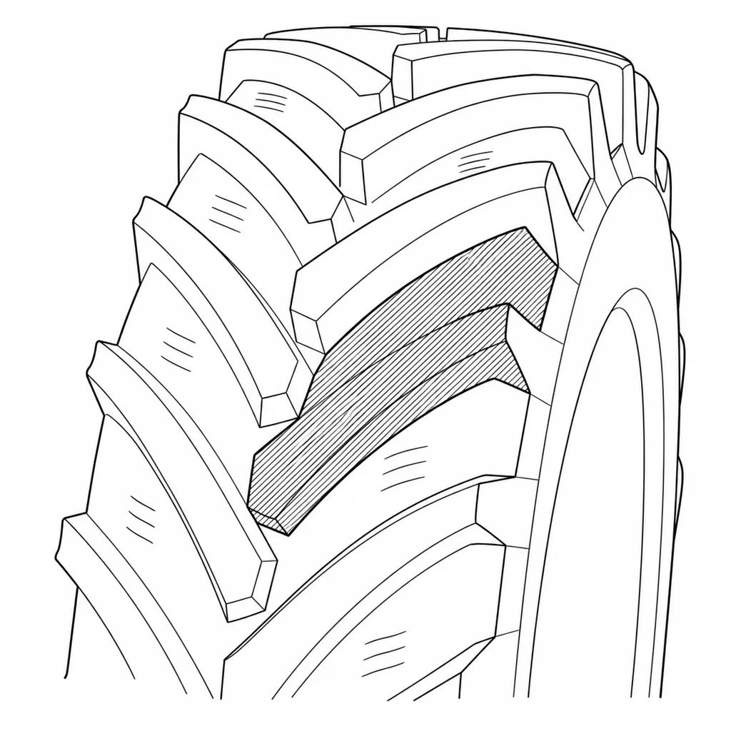 Schéma illustratif : Barrettes obliques larges, épaisses et peu découpées
