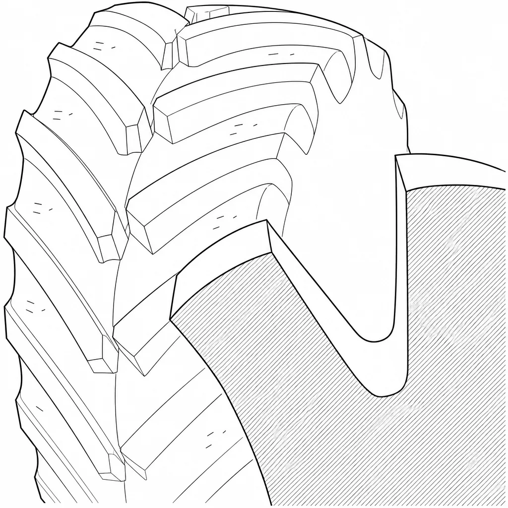 Schéma illustratif : Rainures diagonales très larges et profondes
