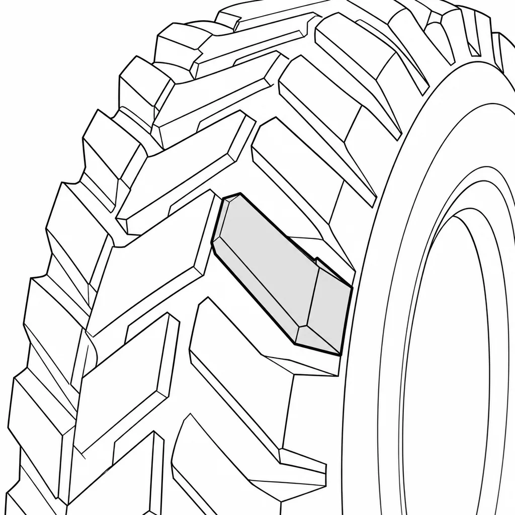 Schéma illustratif : Gros pavés non lamellisés à forte section de gomme