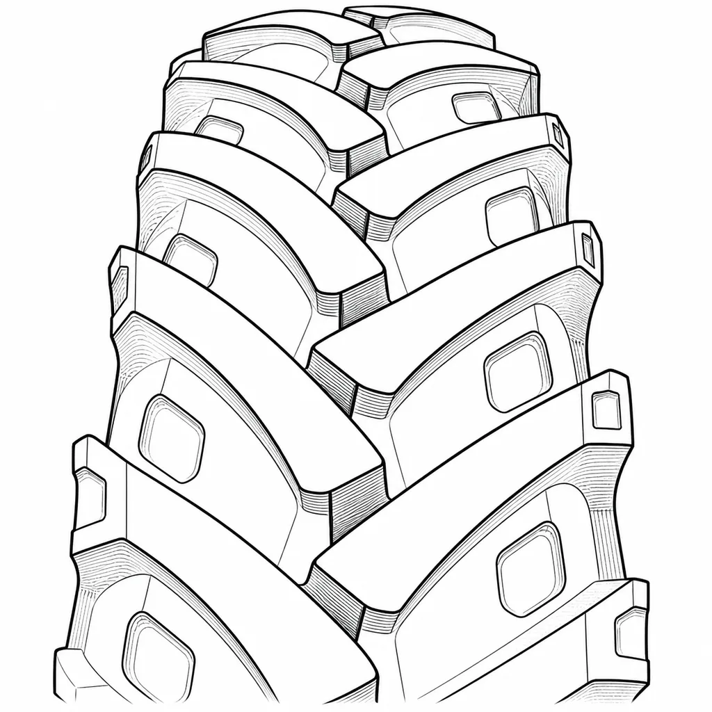 Schéma illustratif : Centre formé par le recouvrement de blocs obliques, sans nervure continue
