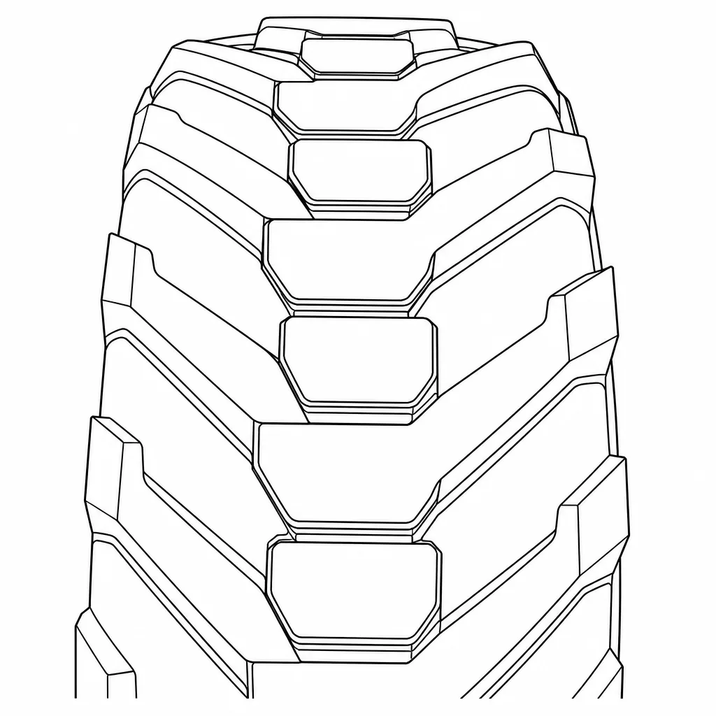 Schéma illustratif : Centre constitué d’extrémités de chevrons sans nervure continue
