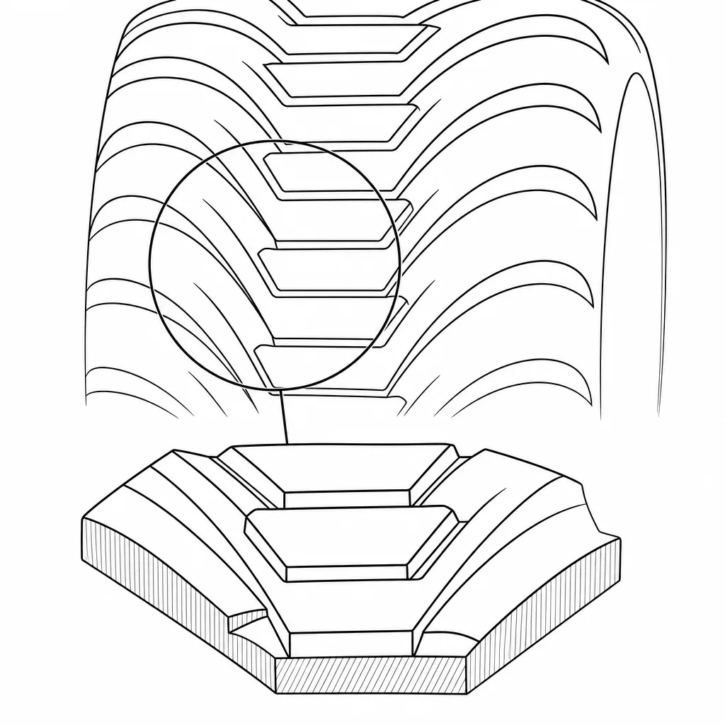 Schéma illustratif : Blocs centraux en V dépourvus de lamelles