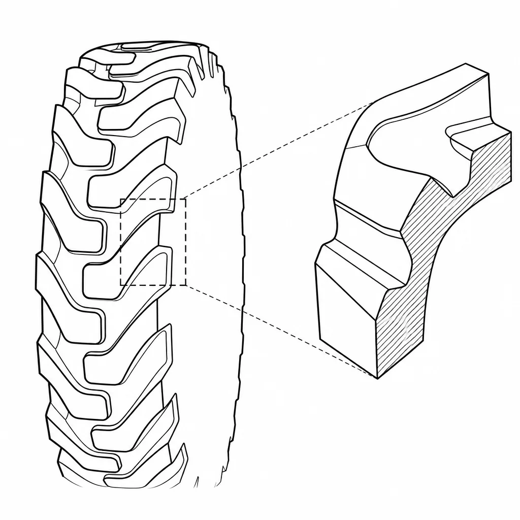 Schéma illustratif : Épaules fortement crénelées à pavés latéraux espacés