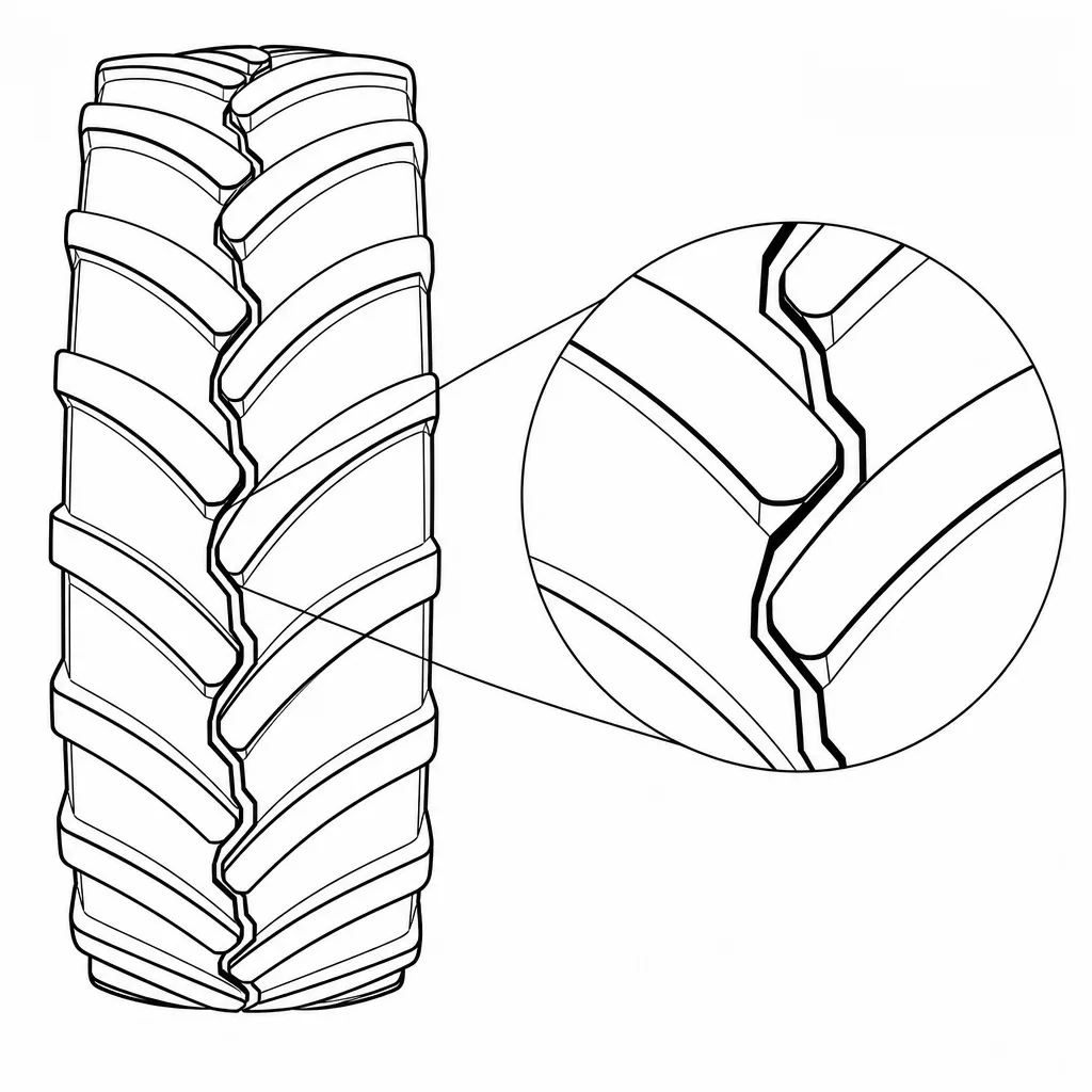 Schéma illustratif : Ligne centrale en zigzag sans nervure continue