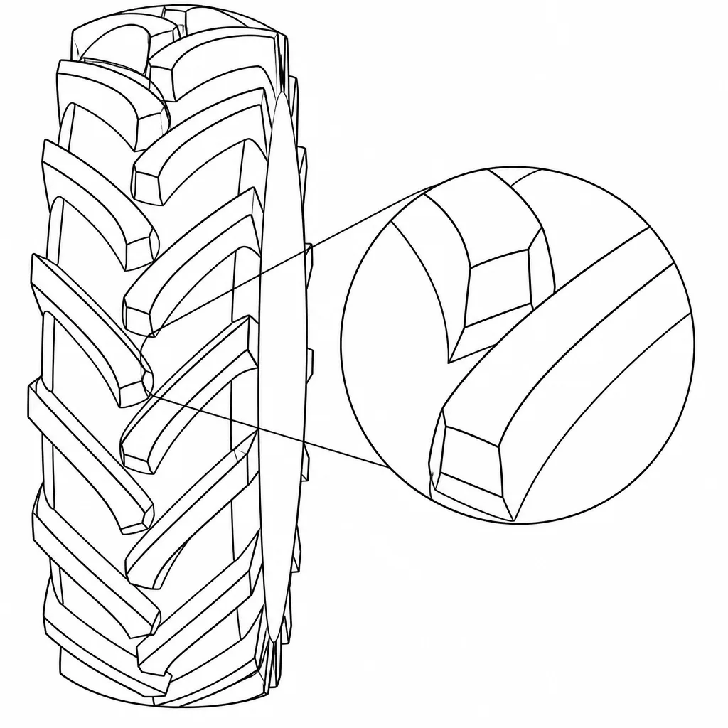 Schéma illustratif : Canaux obliques larges et profonds entre les chevrons