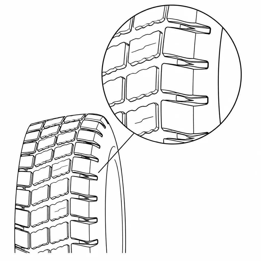 Schéma illustratif : Épaules à pavés larges et segmentés