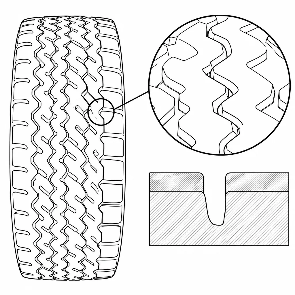 Schéma illustratif : Rainures longitudinales étroites à largeur variable