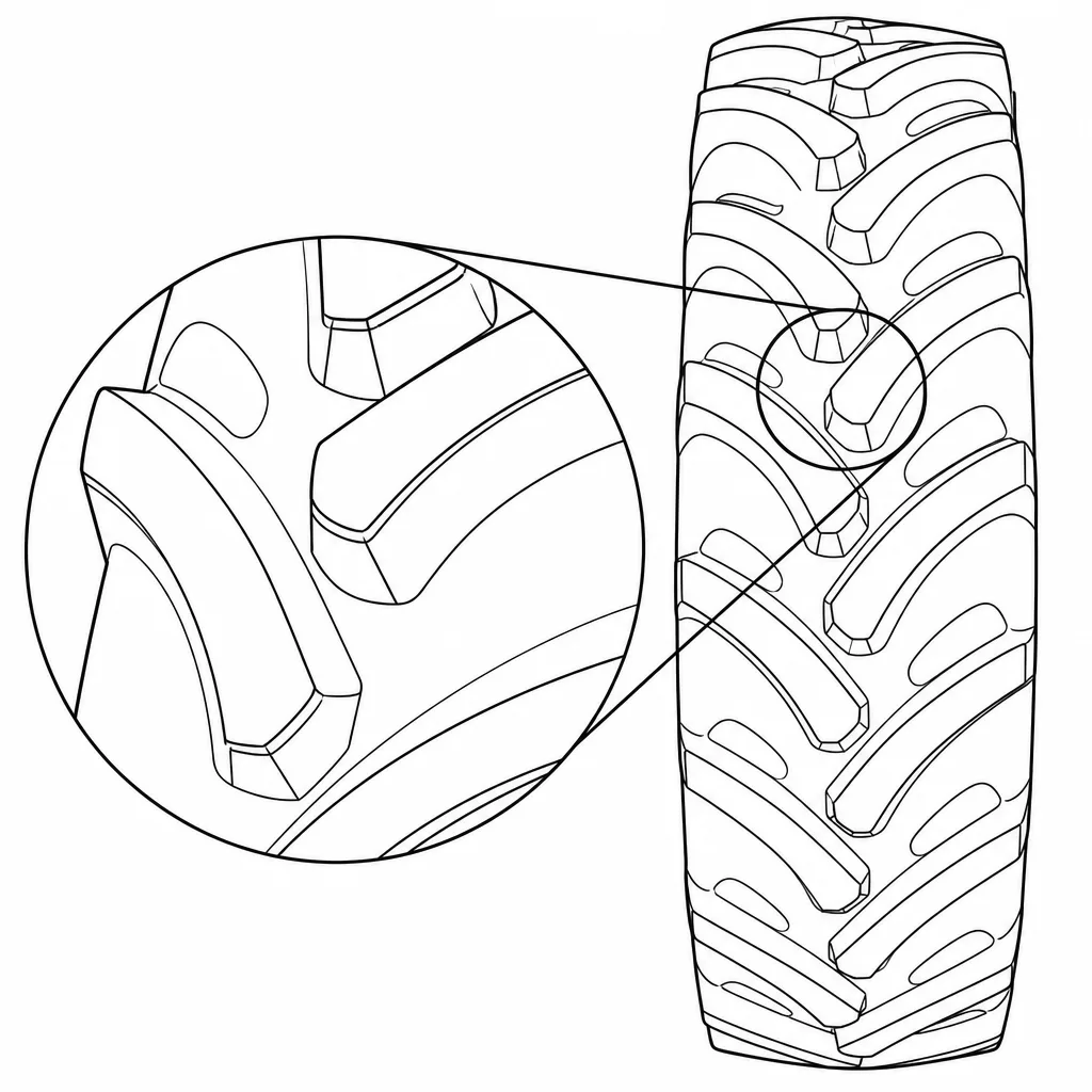 Schéma illustratif : Surface de gomme dépourvue de lamelles