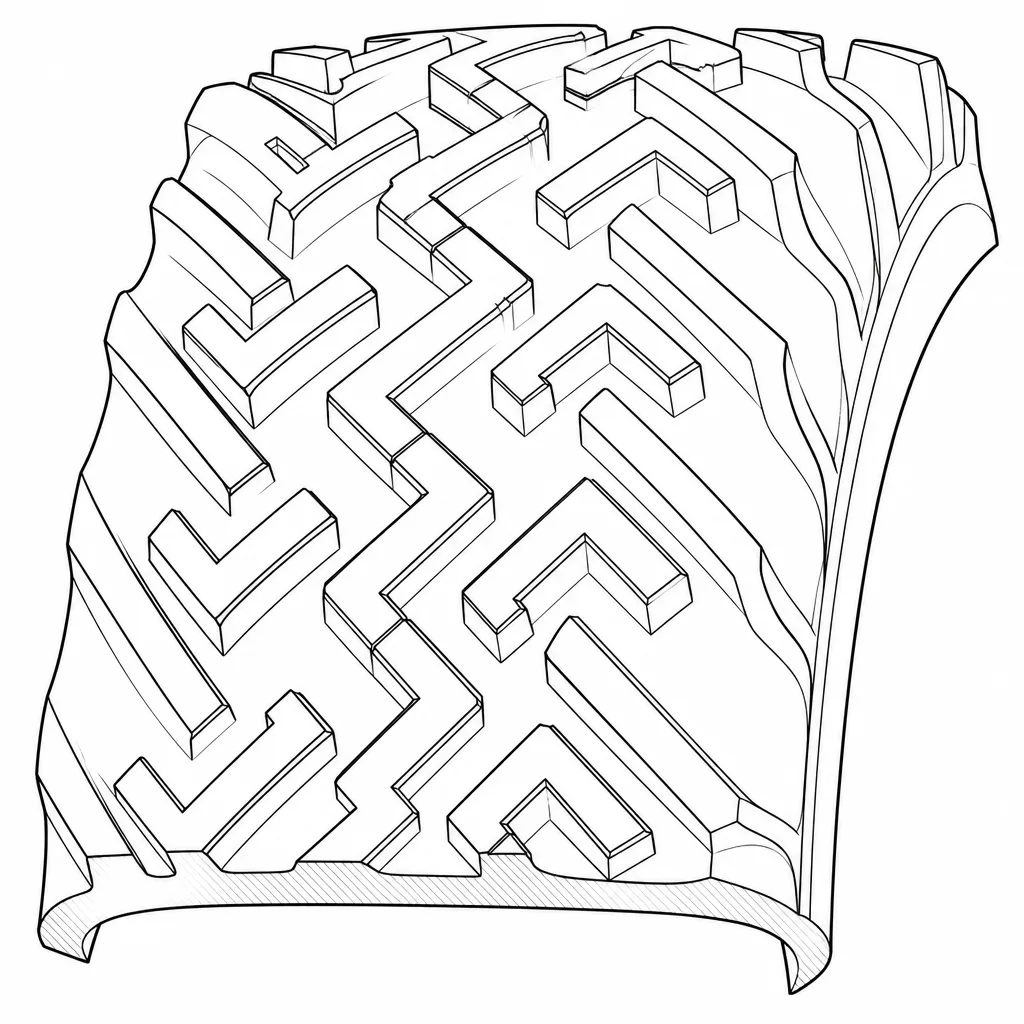 Schéma illustratif : Zone médiane en jonctions de chevrons, sans nervure droite continue