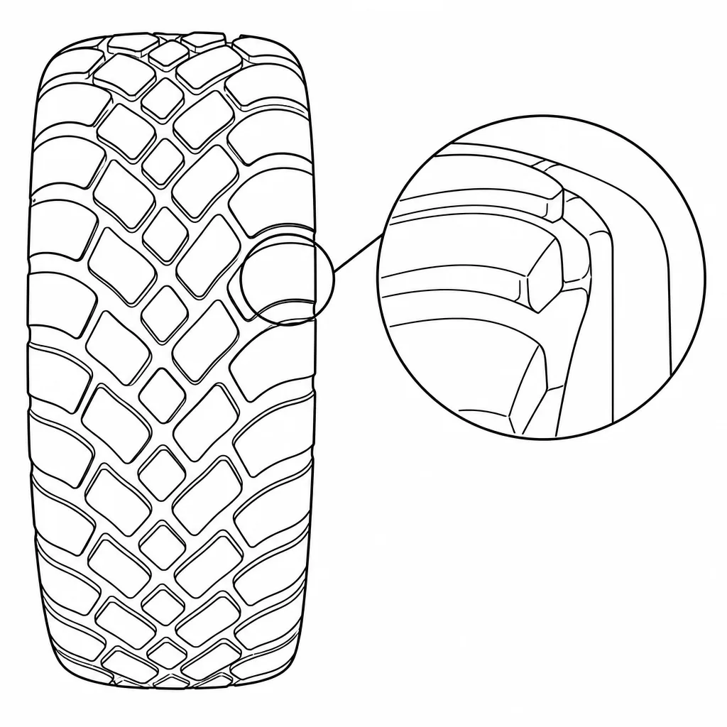 Schéma illustratif : Épaules à gros blocs arrondis séparés par de larges encoches