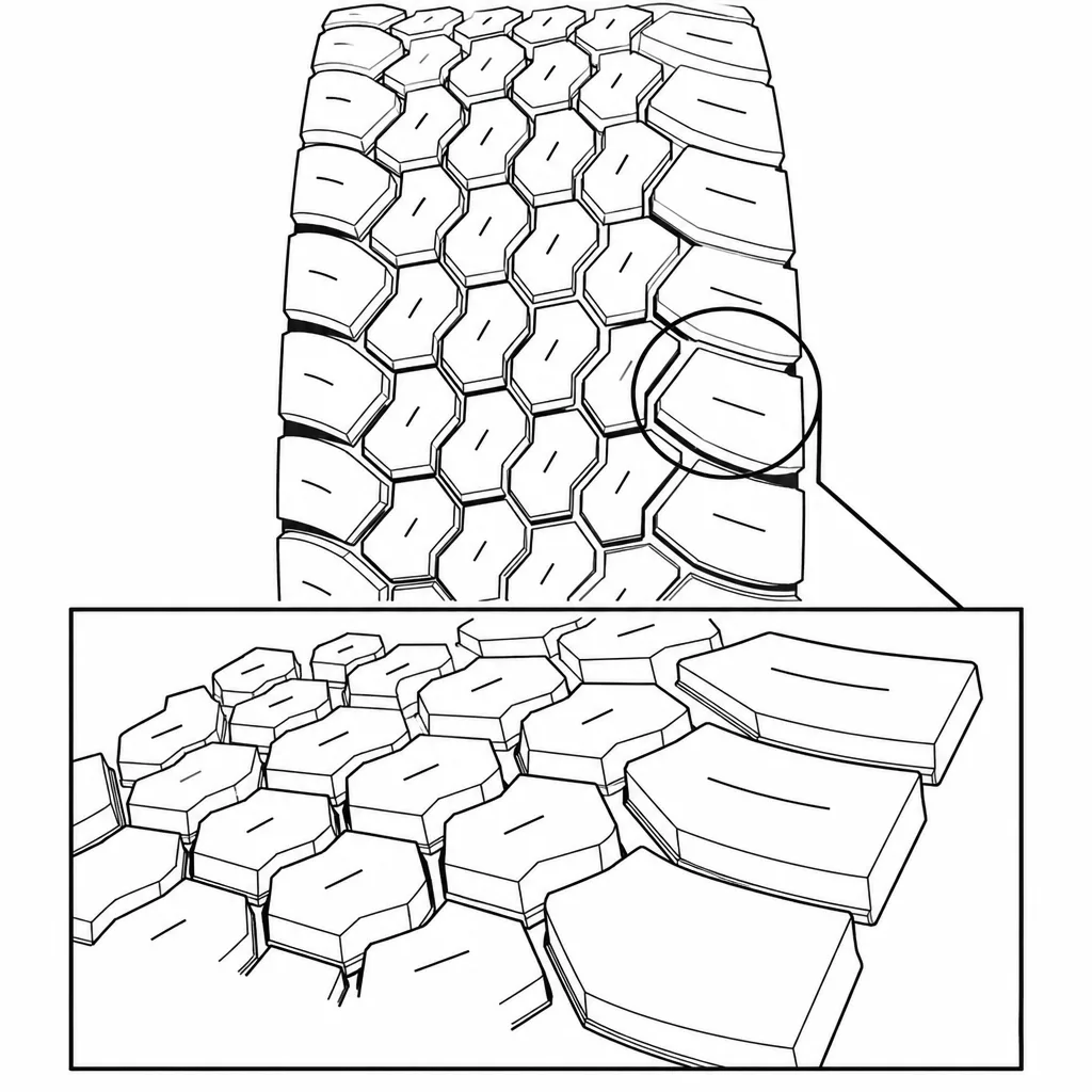 Schéma illustratif : Passage progressif de petits blocs centraux à des pavés intermédiaires puis à de gros blocs d’épaule