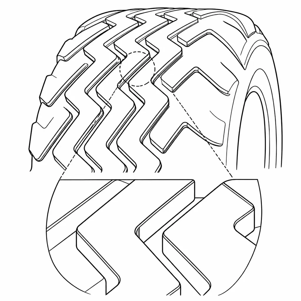 Schéma illustratif : Rainures anguleuses en zigzag