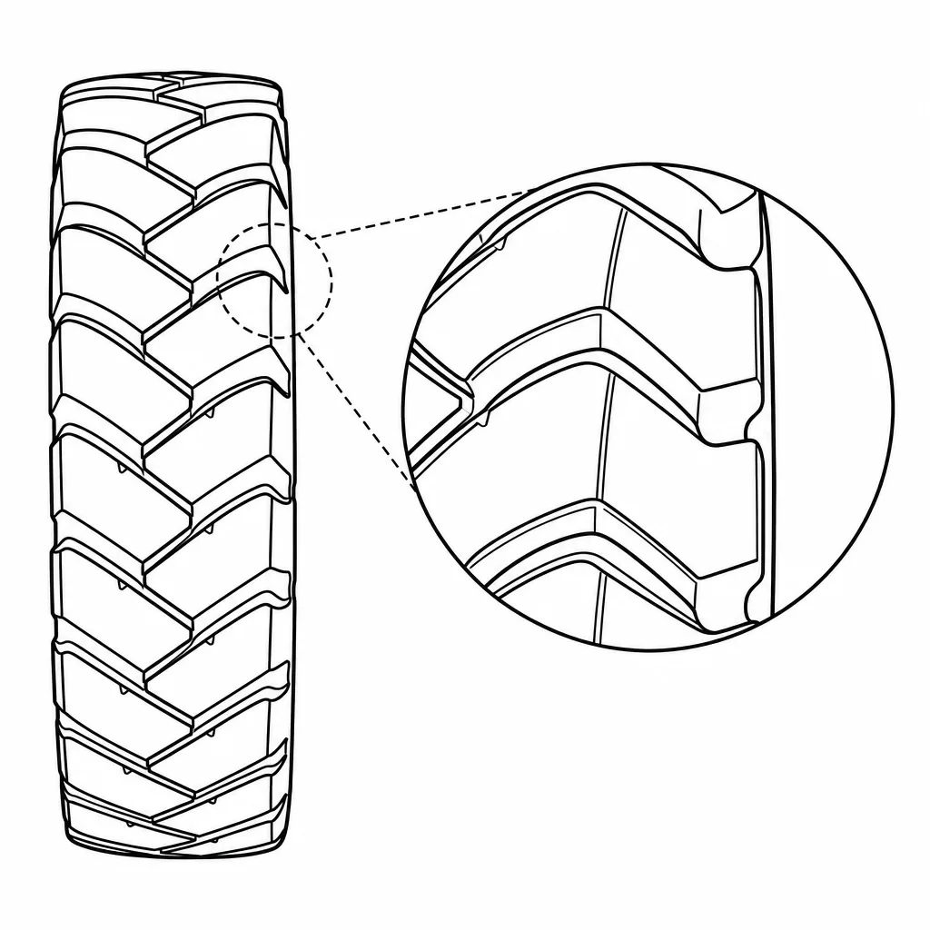 Schéma illustratif : Épaules massives à contour crénelé