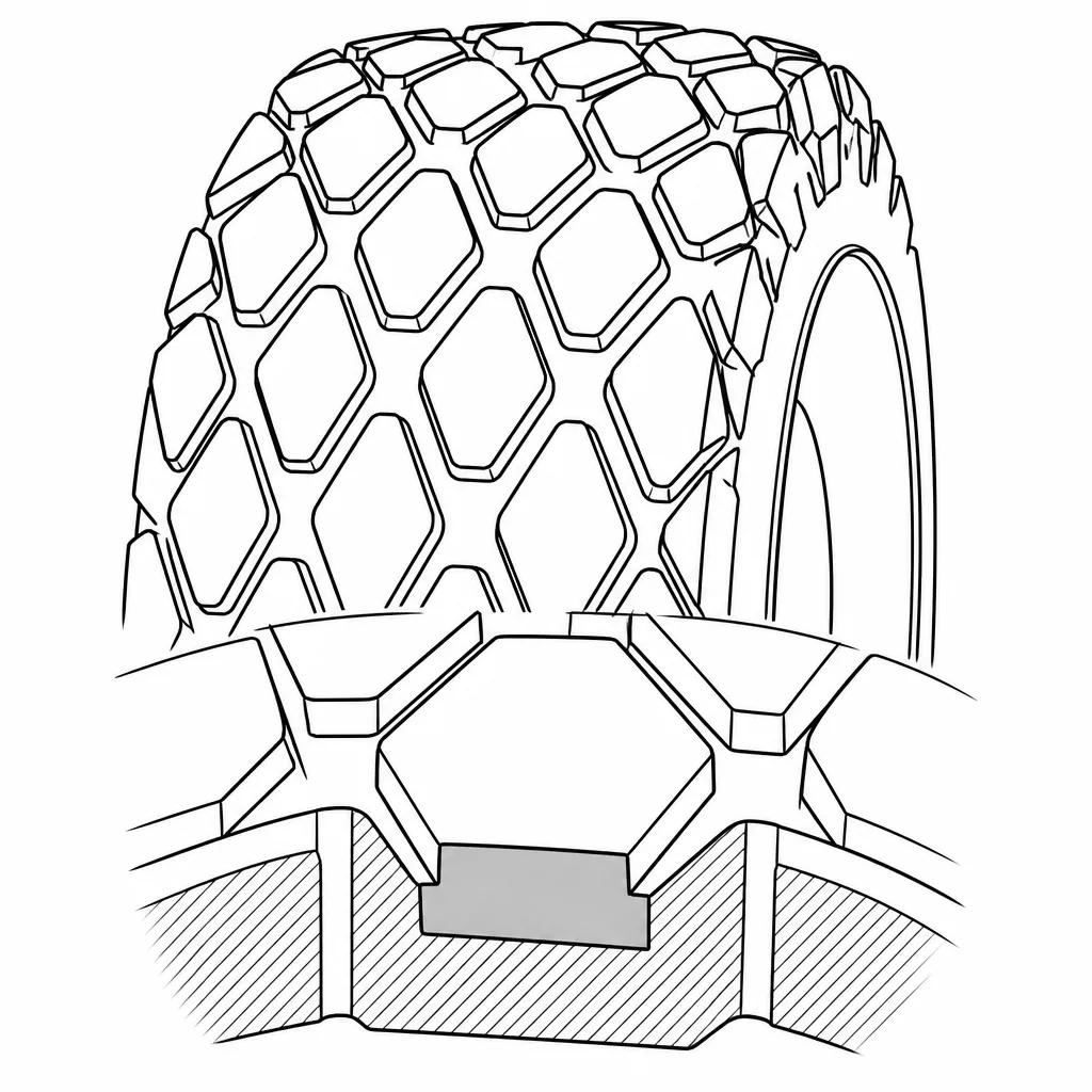 Schéma illustratif : Gros pavés polygonaux dépourvus de lamelles