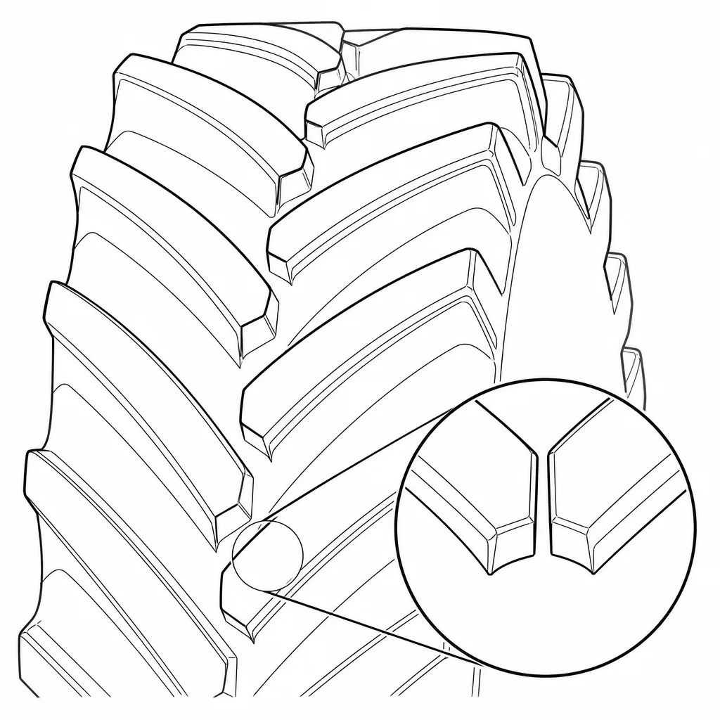 Schéma illustratif : Séparations visibles entre les pointes de chevrons au voisinage de l’axe