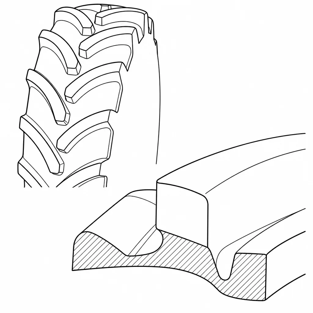 Schéma illustratif : Barrettes monoblocs de forte section sans lamelles