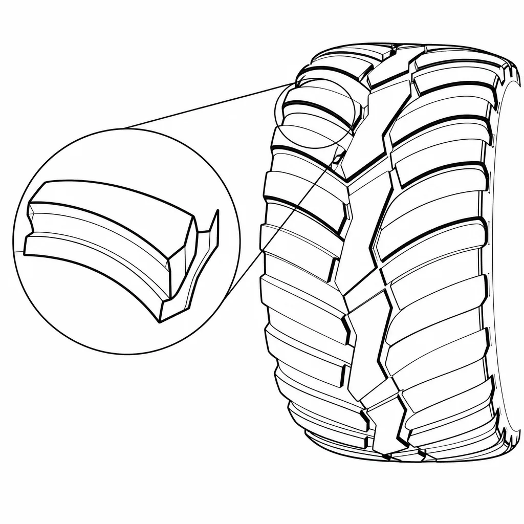 Schéma illustratif : Blocs d’épaule saillants à base large
